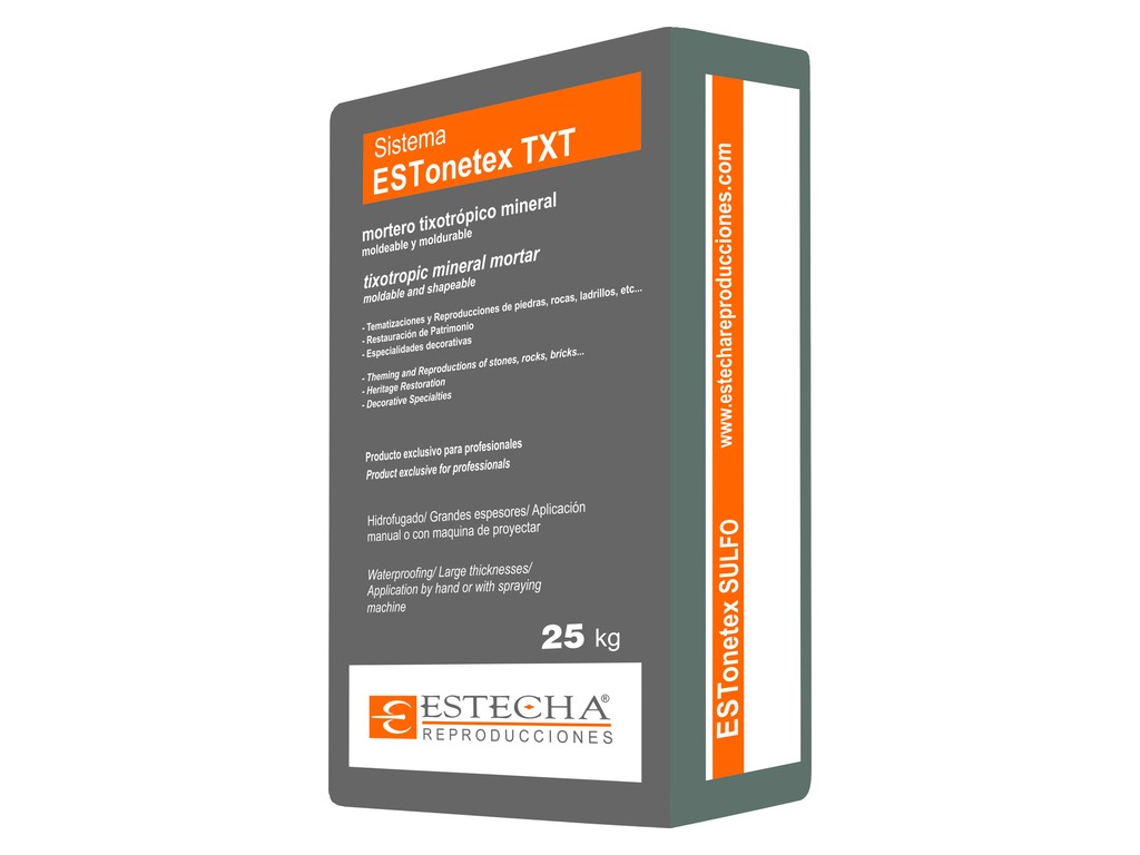 Mortero tixotrópico ESTonetex TXT en saco de 25 kg Saco de 25 kg de mortero tixotrópico mineral ESTonetex TXT para tematización